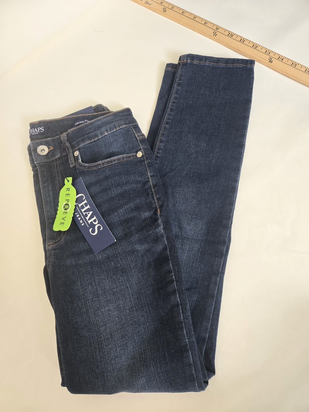 NWT Chaps Repreve Dark Indigo High Rise Skinny Jeans Vintage Style -Stretch 6/28